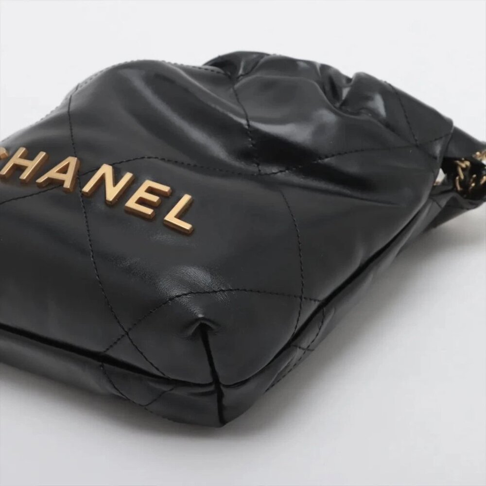 "Chanel Chanel 22 shiny calfskin Chain Shoulder Bag Black Gold Metal Fitting Pro - Picture 6 of 9